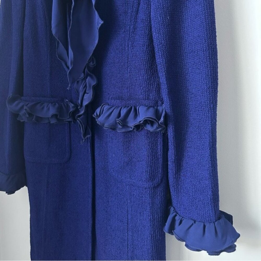 St. John Knit Duster With Silk Ruffles - Picture 6 of 11